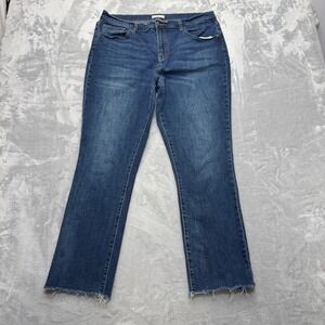 Oliver Logan Jeans Womens 33 Blue Raw Hem Straight Leg Recycled Cotton Denim